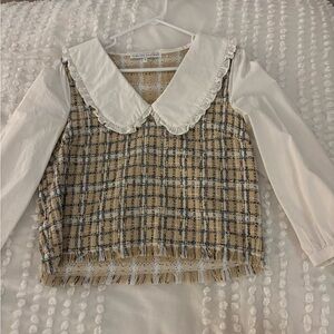 Plaid Blouse with Peter Pan Collar